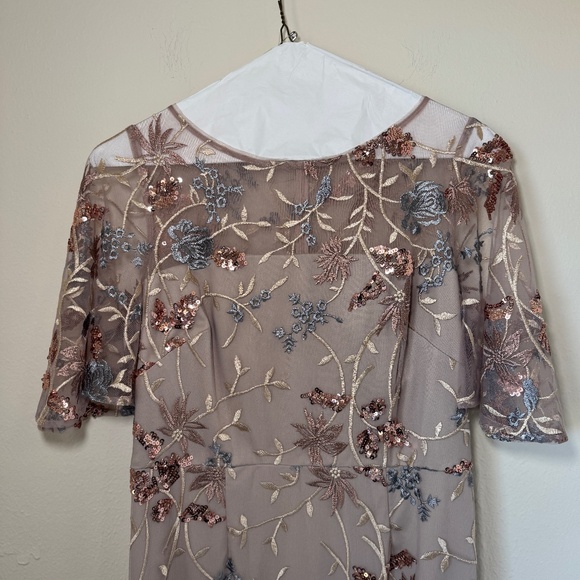 JS Collections Floral Embroidered Maxi Dress - Beige and Blue - Picture 2 of 8